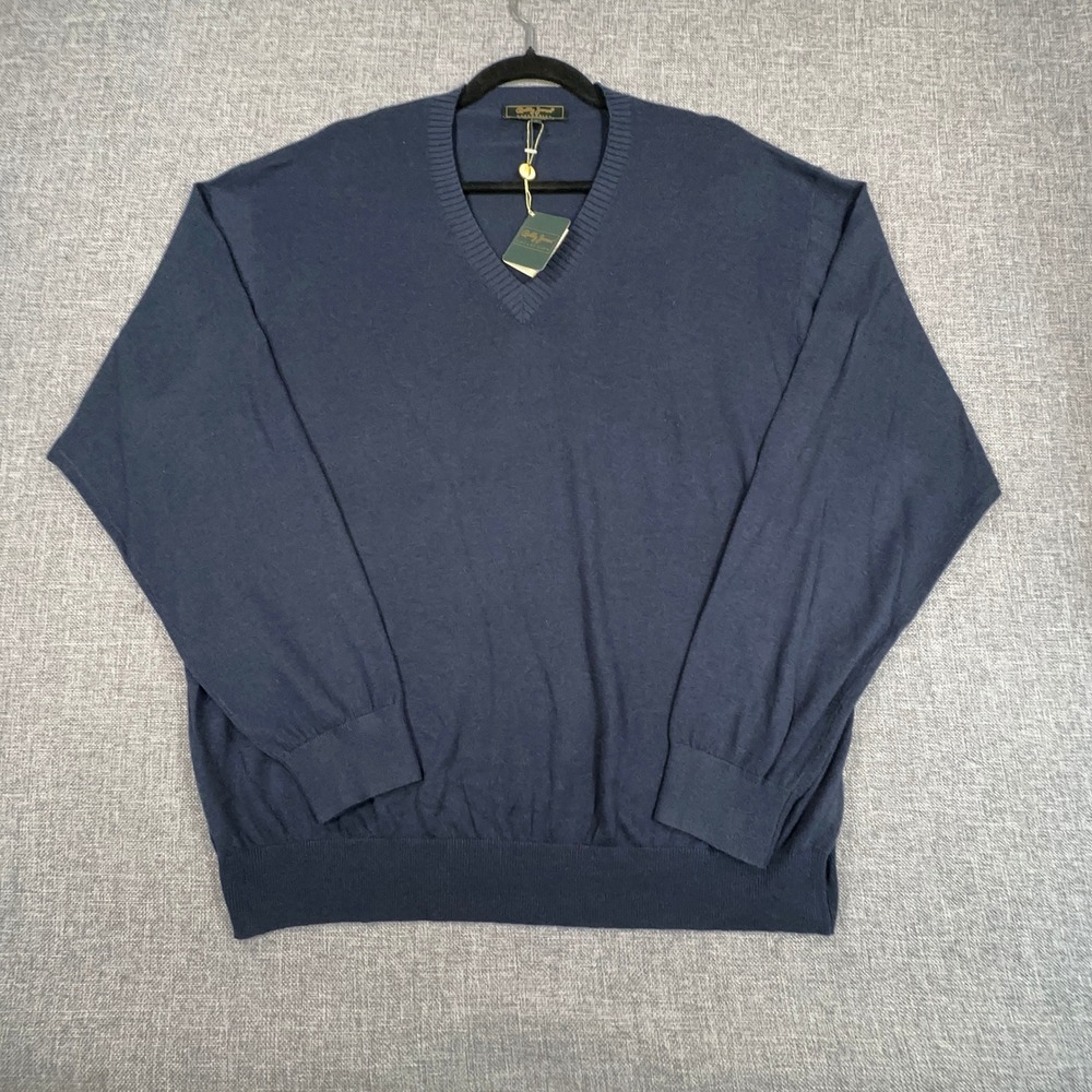 Vintage Bobby Jones Collection Sweater Men L Silk Cashmere Blend Golf V-Neck NEW